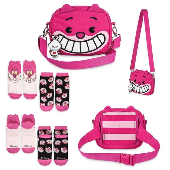 RESTOCK NEW Cheshire Cat Convertible Bag & Socks - Picture 1 of 8